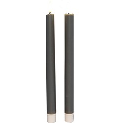 Anna Collection Led dinerkaarsen - 2x - taupe grijs - 25 cm - LED kaarsen