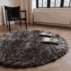 Rond Hoogpolig vloerkleed Fender Antraciet/zwart Antraciet,Zwart,Grijs/antraciet - Polyester