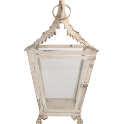 Clayre & Eef Lantaarn 26x26x47 cm Beige IJzer Glas