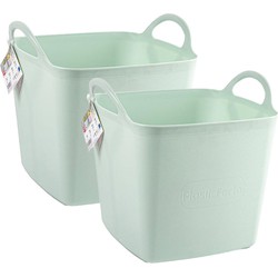 Plasticforte Kuip - 2x- emmer - flexibel - lichtgroen - 43L - vierkant - Wasmanden