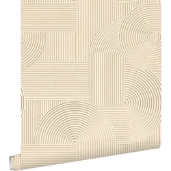 ESTAhome behang grafisch 3D motief zand beige - 50 x 900 cm - 139645