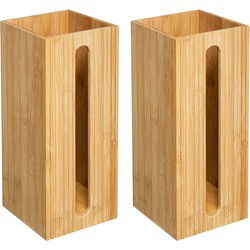 Set van 2x stuks wc/toiletrolhouders reservoirs bruin 3 rollen 36 cm van bamboe - Toiletrolhouders