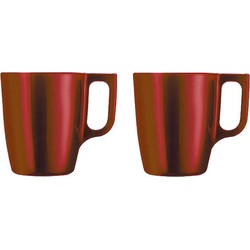 Set van 10x stuks koffie mokken/bekers metallic rood 250 ml - Bekers