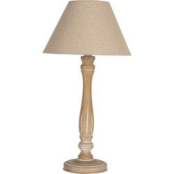 Clayre & Eef Tafellamp Ø 26x50 cm Bruin Hout Bureaulamp