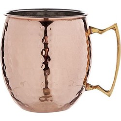 1x Koperen Moscow Mule beker/glas gehamerd met handvat 450 ml - Cocktailglazen