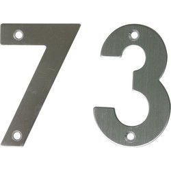 AMIG Huisnummer 73 - massief Inox RVS - 10cm - incl. bijpassende schroeven - zilver - Huisnummers