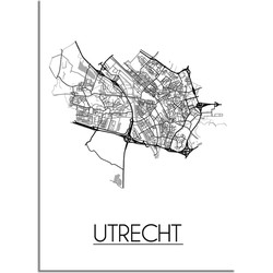 Utrecht Plattegrond poster - A3 + Fotolijst wit