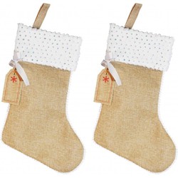 3x stuks kerstversiering kerstsokken van jute 45 cm - Kerstsokken