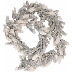 1x Witte kerst dennenslinger met sneeuw 180 cm - Guirlandes