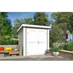 Outdoor Life blokhut Sara platinum grey-wit, 200 x 200 cm