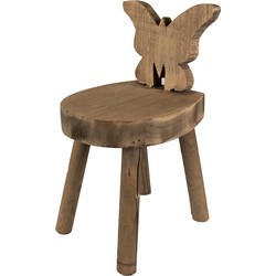 Clayre & Eef Plantentafeltje  18x19x34 cm Bruin Hout Vlinder Plantenstandaard