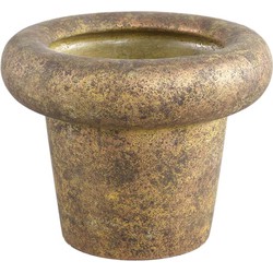 PTMD Relandi Ronde Bloempot - H24 x Ø30 cm - Cement - Goud