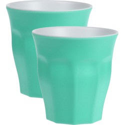 10x stuks onbreekbare kunststof/melamine groene drinkbeker 9 x 8.7 cm voor outdoor/camping - Drinkbekers