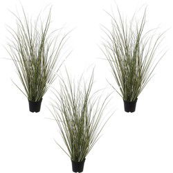 Set van 3x stuks groene duingras Ammophila Arenaria kunstplanten in zwarte kunststof pot 50 cm - Kunstplanten