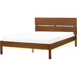 Beliani BOISSET - Tweepersoonsbed-Bruin-Rubberhout