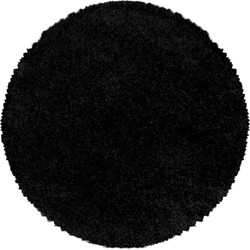 Tapijtenloods Monaco Soft Rond Shaggy Hoogpolig Vloerkleed Black- 200 CM ROND