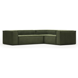 Kave Home - Blok 3-zits hoekbank in dik groen corduroy 290 x 230 cm / 230 x 290 cm