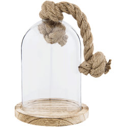 Clayre & Eef Clayre & Eef - stolp 16*13*20 cm - transparant - hout/ glas - rond - touw - 6GL2220