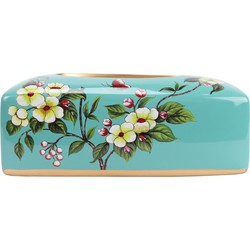 Fine Asianliving Chinese Tissuebox Porselein Blauw Bloemen