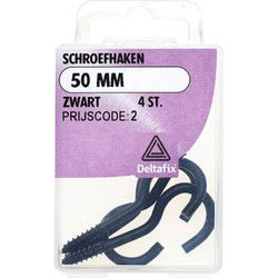 Schroefhaken 50mm zwart 4st