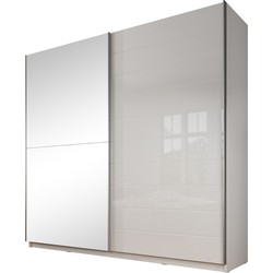 Meubella Kledingkast Mariah - Wit - 217 cm - Met spiegel