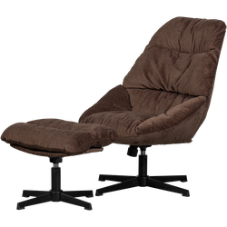 WOOOD Yaro Draaifauteuil Met Hocker - Chenille - Espresso - 94x71x83