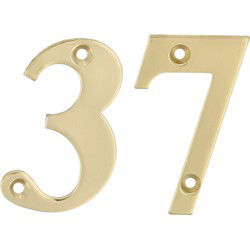 AMIG Huisnummer 37 - massief messing - 10cm - incl. bijpassende schroeven - gepolijst - goudkleur - Huisnummers