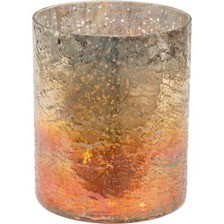 Clayre & Eef Glazen Theelichthouder Ø 13*16 cm Goudkleurig Glas Rond Waxinelichthouder Windlichthouder