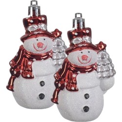 Decoris Kersthangers sneeuwpoppen - 2x st - 8 cm - kunststof - Kersthangers