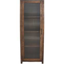 HSM Collection-Vitrinekast 1 Deur Links-60x40x180-Naturel-Mango/Glas