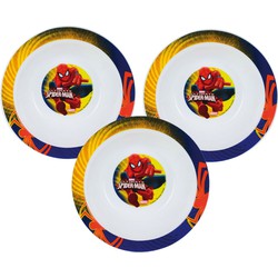 Set van 3x stuks diep kinder/peuter ontbijt bordje/kommetje Spiderman 16 cm - Diepe borden