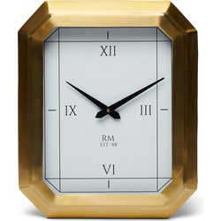 Riviera Maison Wandklok, Keukenklok, Romeinse cijfers, 6 hoekig - RM Lizzy Clock - Goud - Glas, RVS 