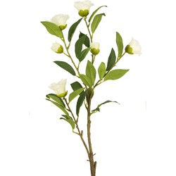 Greenmoods Kunstbloem Cammellia - Camellia japonica - Nep plant - 1 Stuk - 80cm - Wit