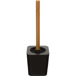 5five Toiletborstel met houder - zwart kunststof bamboe 38 cm - Toiletborstels