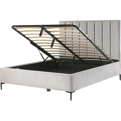 SEZANNE  - Bed met opbergruimte - Lichtgrijs - 160 x 200 cm - Fluweel