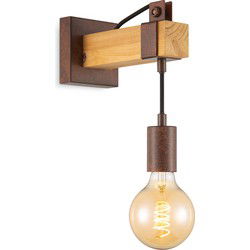 Home sweet home wandlamp Denton 1L - hout / roest