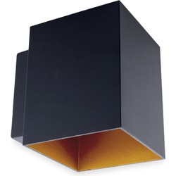 Groenovatie Wandlamp Vierkant, Vast, G9 Fitting, Mat Zwart / Goud