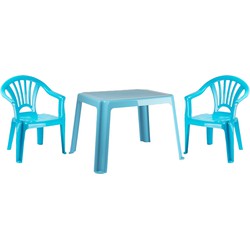 Kunststof kindertuinset tafel met 2 stoelen licht blauw - Kinderstoelen