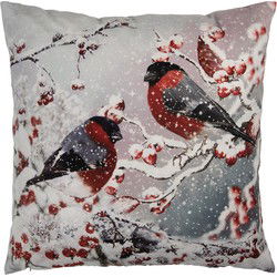 Clayre & Eef Kussenhoes Grijs Polyester Vogels