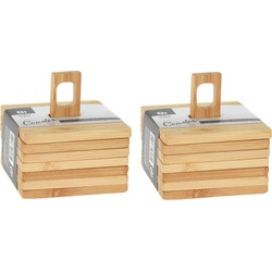 Onderzetters voor glazen - 12x stuks - bruin - bamboo hout - 9 x 9 cm - Glazenonderzetters