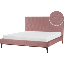 Beliani BAYONNE - Tweepersoonsbed-Roze-Fluweel