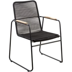 Wasabi stackable dining chair alu black/rope black - Yoi