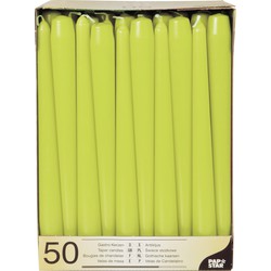 50x stuks dinerkaarsen lime groen 25 cm - Dinerkaarsen