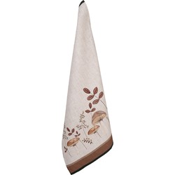 Clayre & Eef Theedoek 50x70 cm Beige Katoen Paddenstoelen Keukenhanddoek