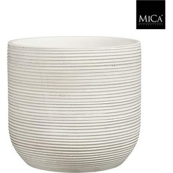 Mica Decorations Bloempot Samuel - 24x24x21 cm - Terracotta - Gebroken Wit