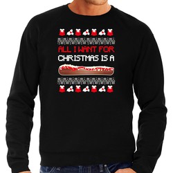 Bellatio Decorations foute kersttrui/sweater heren - Frikandel speciaal - zwart - Frituur snack L - kerst truien