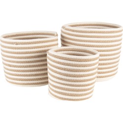 Clayre & Eef Opbergmand Set van 3  Ø 26 Ø 26 Ø 19 cm Beige Bruin Zeegras Rond Mand