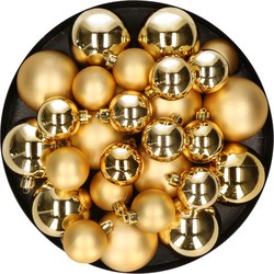 Kerstversiering kunststof kerstballen goud 6-8-10 cm pakket van 22x stuks - Kerstbal