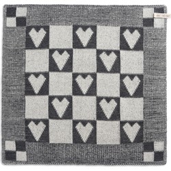 Knit Factory Gebreide Keukendoek - Keukenhanddoek Middel Hart - Ecru/Antraciet - 50x50 cm