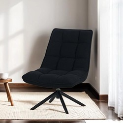 Draaifauteuil Yuki bouclé zwart